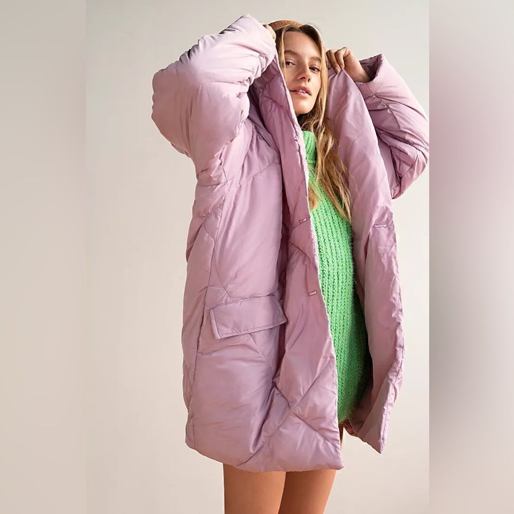 Free people NWT Ella puffer coat lilac purple oversized Medium puffa